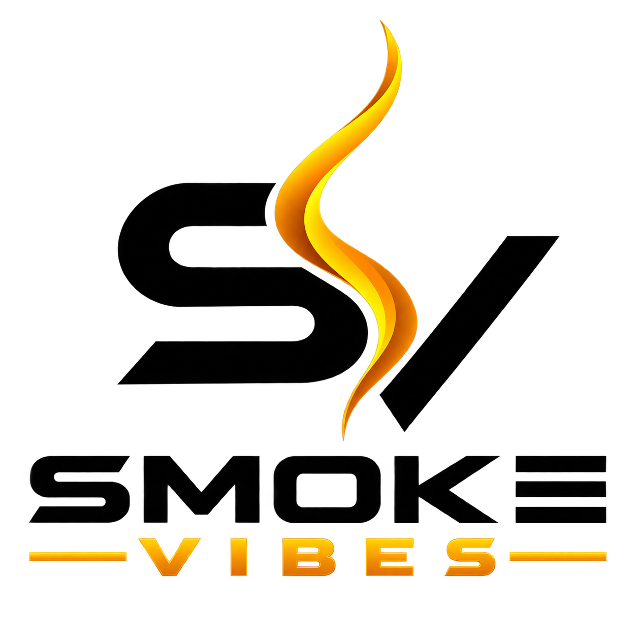 Smoke Vibes — S V monogram with golden flame